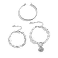 alliage de zinc Set de bracelet, avec perle de plastique & fer, Placage de couleur platine, trois pièces & pour femme, Diamètre intérieur:Environ 63mm, Longueur Environ 6.2 pouce, Vendu par fixé