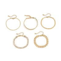 Brass Bracelet Set, with Iron, with 1.97inch extender chain, plated, 5 pieces & for woman & with rhinestone, more colors for choice, Inner Diameter:Approx 60mm, Length:Approx 6.3 Inch, Sold By Set