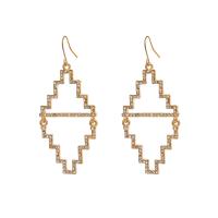 Zinc Alloy Drop Earrings Geometrical Pattern plated for woman & with rhinestone & hollow nickel lead & cadmium free Sold By Pair