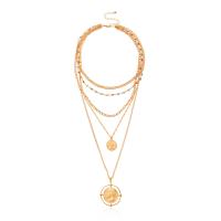 Multi Layer Necklace Zinc Alloy with 4inch extender chain Flat Round plated multilayer & for woman nickel lead & cadmium free 41mm 20mm Length Approx 15 Inch Sold By PC