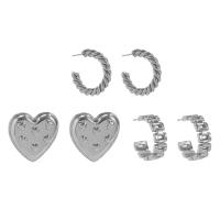 Jern Stud Earring Set, med Zinc Alloy, forgyldt, mode smykker & for kvinde, flere farver til valg, 23mm, 30mm, 25mm, Solgt af sæt