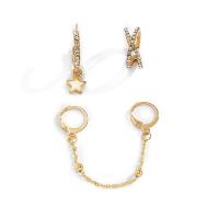Zinc Alloy Earring Set with Iron Star plated three pieces & for woman & with rhinestone 27mm Sold By Set