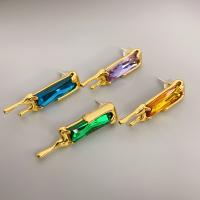 Rhinestone Earring, Brass, 18K gold plated, fashion jewelry & for woman & with rhinestone, more colors for choice, nickel, lead & cadmium free, 37.50x9.50mm, Sold By Pair