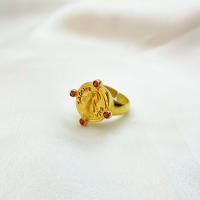 Brass δάχτυλο του δακτυλίου, Ορείχαλκος, με Λυχνίτης, επιχρυσωμένο, κοσμήματα μόδας & για τη γυναίκα, περισσότερα χρώματα για την επιλογή, νικέλιο, μόλυβδο και κάδμιο ελεύθεροι, 18.60mm, Sold Με PC