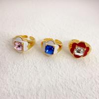 Vještački dijamant Ring Finger, Mesing, 18K pozlaćeno, modni nakit & za žene & s Rhinestone, više boja za izbor, nikal, olovo i kadmij besplatno, 17mm, Prodano By PC