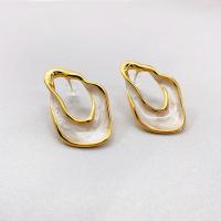 Brass Stud Earring, 18K gold plated, fashion jewelry & for woman, nickel, lead & cadmium free, 28.20x18mm, Sold By Pair