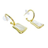 Brass Drop Earring, with Plastic Pearl, 18K gold plated, fashion jewelry & for woman, nickel, lead & cadmium free, 40x15mm, Sold By Pair