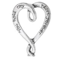 Tibetan Style Pendants, Heart, antique silver color plated, DIY & 1/1 loop & hollow, silver color, nickel, lead & cadmium free, 21x28.50x5mm, Sold By KG