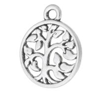 Tibetan Style Pendants, Flat Round, antique silver color plated, Unisex & hollow, silver color, nickel, lead & cadmium free, 15x18x2mm, Hole:Approx 2mm, Sold By KG