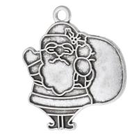 Tibetan Style Christmas Pendants, Santa Claus, antique silver color plated, Unisex, silver color, nickel, lead & cadmium free, 24x27x1.50mm, Hole:Approx 2mm, Approx 300PCs/Bag, Sold By Bag