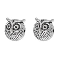 Tibetan Style Animal Beads, Owl, antique silver color plated, DIY, silver color, nickel, lead & cadmium free, 11x12x7mm, Hole:Approx 1.5mm, Sold By KG