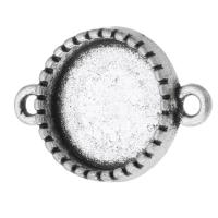 Tibetan Style Connector Setting, Flat Round, antique silver color plated, DIY & 1/1 loop, silver color, nickel, lead & cadmium free, 21x15x4mm,12x12mm, Hole:Approx 1.5mm, Sold By KG