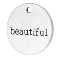 Tibetan Style Message Pendants, Flat Round, antique silver color plated, Unisex, silver color, nickel, lead & cadmium free, 19.50x19.50x2mm, Hole:Approx 2mm, Sold By KG