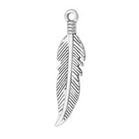 Tibetan Style Feather Pendants, antique silver color plated, Unisex, silver color, nickel, lead & cadmium free, 7x26x2mm, Hole:Approx 1mm, Sold By KG