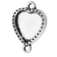Tibetan Style Connector Setting, Heart, antique silver color plated, DIY & 1/1 loop, silver color, nickel, lead & cadmium free, 15x21x3.5mm,12x11mm, Hole:Approx 2mm, Sold By KG
