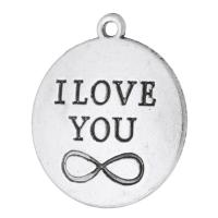 Tibetan Style Message Pendants, Flat Round, antique silver color plated, Unisex, silver color, nickel, lead & cadmium free, 24x28x2mm, Hole:Approx 2mm, Sold By KG