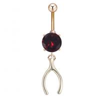 Stainless Steel Belly Ring, Tibetan Style, with Cubic Zirconia & 304 Stainless Steel, Galvanic plating, for woman & faceted, more colors for choice, nickel, lead & cadmium free, 16.70x67.50mm, Sold By PC