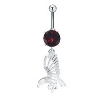 Stainless Steel Belly Ring, Tibetan Style, with Cubic Zirconia & 304 Stainless Steel, Eagle, Galvanic plating, for woman & faceted, more colors for choice, nickel, lead & cadmium free, 13.40x45.90mm, Sold By PC