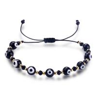 Evil Eye Jewelry Bracelet Lampwork with Polyester Cord & Crystal Unisex & adjustable 8mm Sold By PC