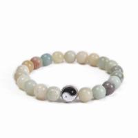 Gemstone Bracelet, with Tibetan Style, Round, silver color plated, elastic & different materials for choice & Unisex & enamel, more colors for choice, 8mm, Length:6.6-8.5 Inch, Sold By PC