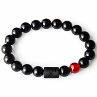 Black Agate Bracelet with Gemstone 12 Signs of the Zodiac & Unisex Length 6.6-8.2 Inch Sold By PC