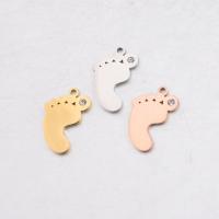 Stainless Steel Pendants, 304 Stainless Steel, Foot, Vacuum Ion Plating, DIY & with rhinestone, more colors for choice, 21.50x15mm, Sold By PC