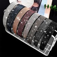 Hair Bands, PC Plastic, fashion jewelry & for woman & with rhinestone, more colors for choice, 120x25mm, Sold By PC