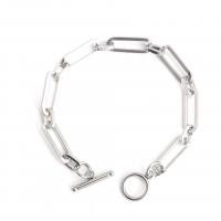 Titanium Staal Armband, silver plated, mode sieraden & verschillende lengte voor keuze, zilver, Verkocht door PC
