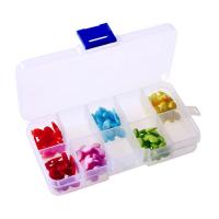 Smykker Perler Container, Polypropylen (PP), Rektangel, 10 celler, flere farver til valg, 130x67x21mm,24x31mm, Solgt af PC