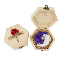 Smycken Gift Box, Trä, med Zink Alloy, Hexagon, antik brons färg klädd, Hållbar, ljusbeige, 112x130x70mm, Säljs av PC