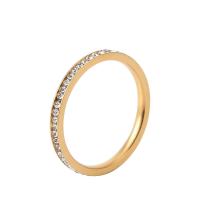 Zirkonia Edelstahl-Finger- Ring, 304 Edelstahl, rund, plattiert, Modeschmuck & verschiedene Größen vorhanden & Micro pave Zirkonia & für Frau, keine, verkauft von PC