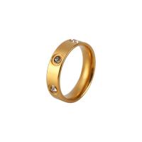 Rhinestone-Edelstahl -Finger-Ring, 304 Edelstahl, rund, plattiert, Modeschmuck & mit Strass, keine, verkauft von PC