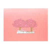 Carte de voeux, papier, arbre, 3D, rose, 150x200mm, Vendu par PC
