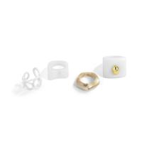 Cink Alloy Ring Set, Cink ötvözet, -val Réz bevonatú műanyag & Akril, arany színű aranyozott, 4 darab & Tole festék & a nő, 18mm, 19mm, Méret:8-9, Által értékesített Set