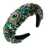 Hair Bands, Cloth, with Glass Rhinestone & Sponge, Embroidery, for woman & with rhinestone, more colors for choice, 380mm, 45mm, Sold By PC