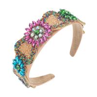 Hair Bands, Cloth, with Glass Rhinestone, with flower pattern & for woman & with rhinestone, more colors for choice, 380mm, 40mm, Sold By PC
