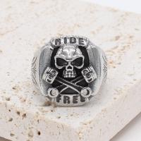 Stainless Steel Finger Ring 304 Stainless Steel Skull & for man & blacken original color 24mm US Ring Sold By PC