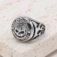 Палец кольцо из нержавеющей стали, Нержавеющая сталь 304, Череп, разный размер для выбора & Мужский & чернеют, оригинальный цвет, 20mm, размер:7-12, продается PC
