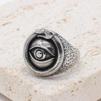 Палец кольцо из нержавеющей стали, Нержавеющая сталь 304, Глаз, разный размер для выбора & Мужский & чернеют, оригинальный цвет, 20mm, размер:7-12, продается PC