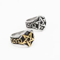 Stainless Steel Finger Ring 304 Stainless Steel Star Vacuum Ion Plating & for man & blacken 17mm US Ring Sold By PC