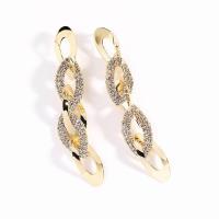 Cubic Zirconia Micro Pave Brass Earring, gold color plated, micro pave cubic zirconia & for woman, 10x67mm, Sold By Pair