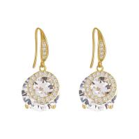 Cubic Zirconia Micro Pave Brass Earring, gold color plated, micro pave cubic zirconia & for woman, 11x22mm, Sold By Pair