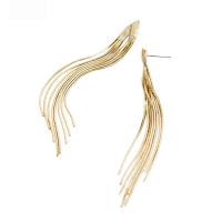 Fashion Fringe Earrings, Brass, plated, for woman, more colors for choice, 10x100mm, Sold By Pair