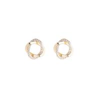Cubic Zirconia Micro Pave Brass Earring gold color plated micro pave cubic zirconia & for woman & hollow 13mm Sold By Pair