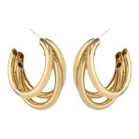 Brass Stud Earring, gold color plated, for woman, 23x25mm, Sold By Pair