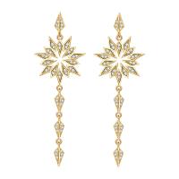 Cubic Zirconia Micro Pave Brass Earring, gold color plated, micro pave cubic zirconia & for woman, 22x63mm, Sold By Pair