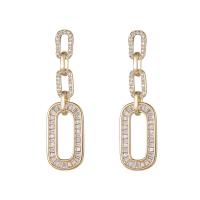 Brass Drop Earring, gold color plated, micro pave cubic zirconia & for woman & hollow, 12x42.50mm, Sold By Pair