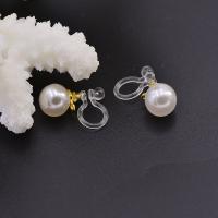 Resin Earring Clip, with ABS Plastic Pearl, fashion jewelry & different size for choice & for woman, more colors for choice, Sold By Pair