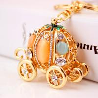 Zinc Alloy Key Clasp with Cats Eye Pumpkin Car fashion jewelry & for woman & with rhinestone multi-colored Sold By PC