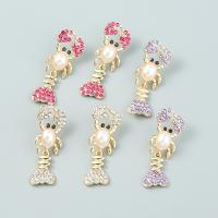 Rhinestone Earring Zinc Alloy with ABS Plastic Pearl Lobster fashion jewelry & for woman & with rhinestone Sold By Pair